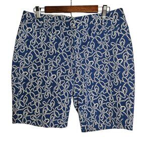 LANDS' END Size 10 Sailor Rope Beach Royal Blue Designer Chino Shorts Bermuda
